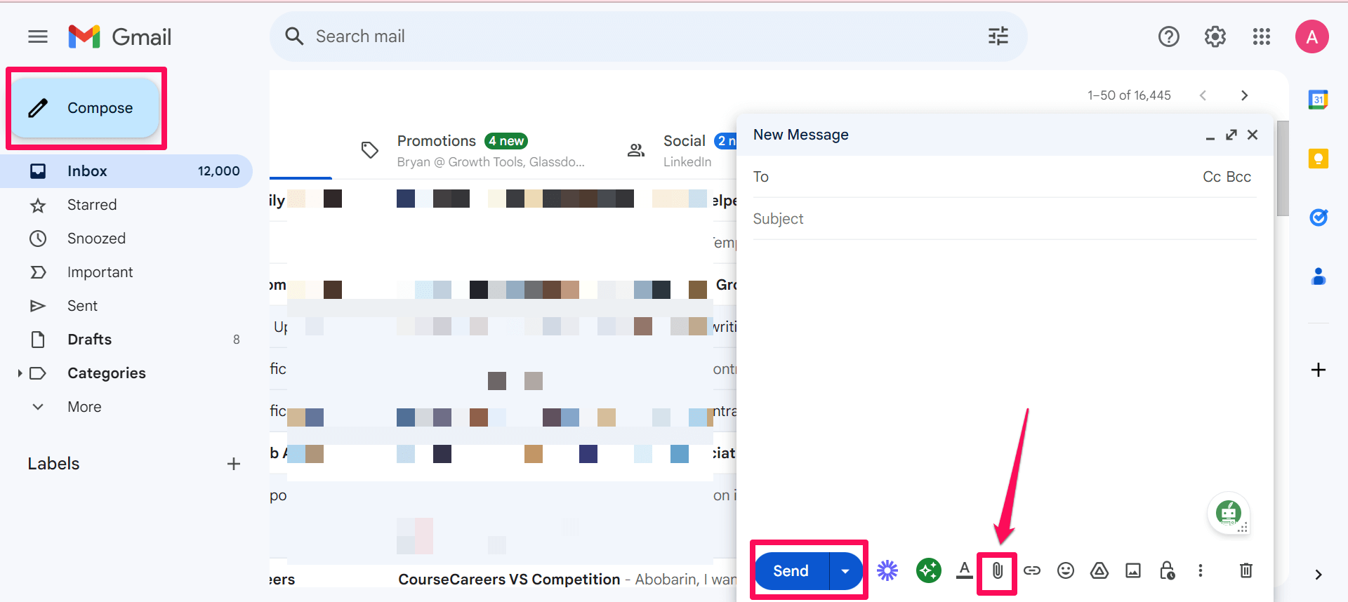 Click the Paperclip icon to attach the compressed file and then Send