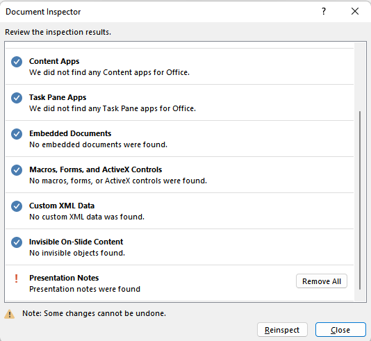 PowerPoint remove all notes