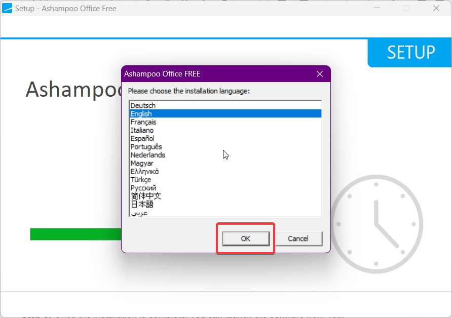 Ashampoo Office Free version installation window