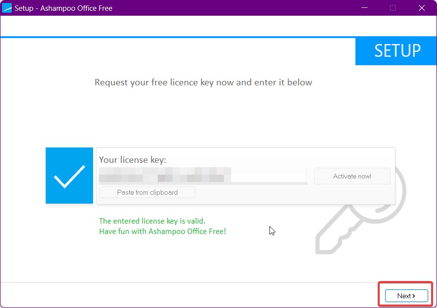 Ashampoo Office Free version installation window