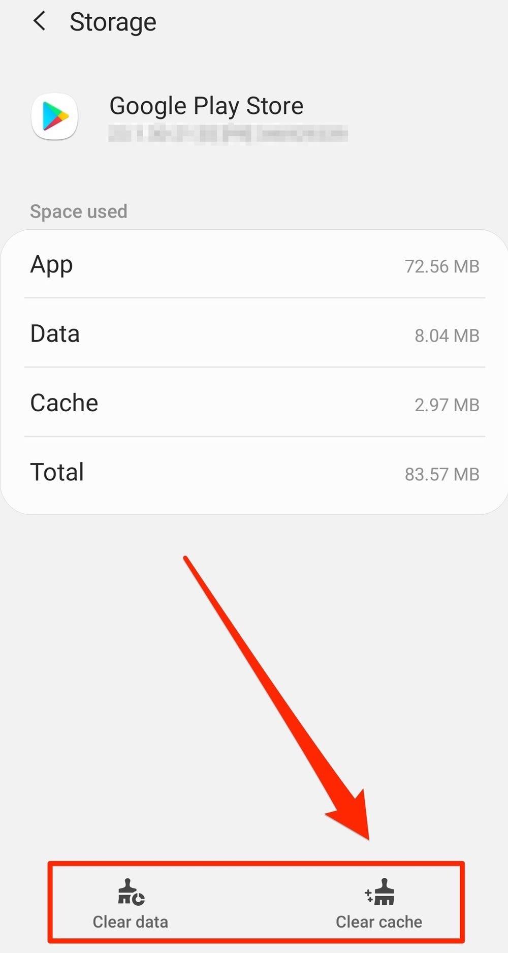 Clear Play Store cache