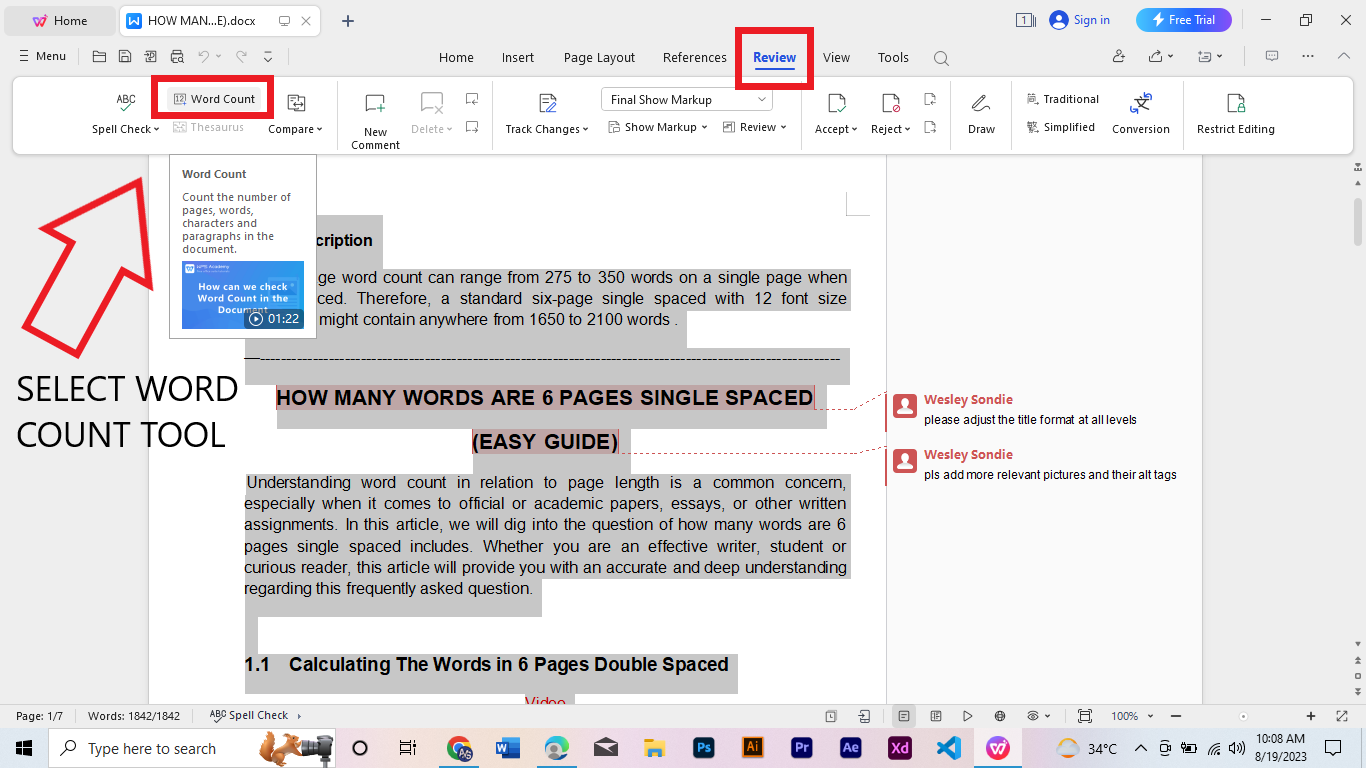 How Many Pages is 2500 Words Double Spaced (Simple Check) | WPS 