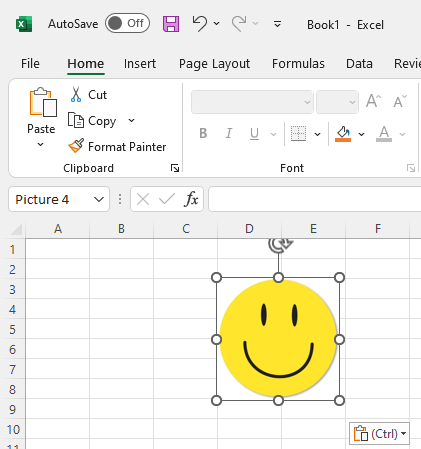 Paste cell in Excel