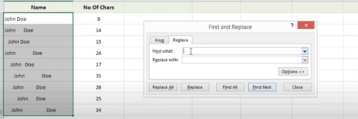 Find and Replace in Excel