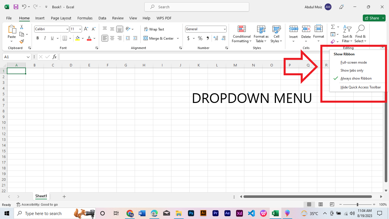 What is the function of the drop down button? A dropdown button lets the user select from a number of items. The button shows the currently selected item as well as an arrow that opens a menu for selecting another item.