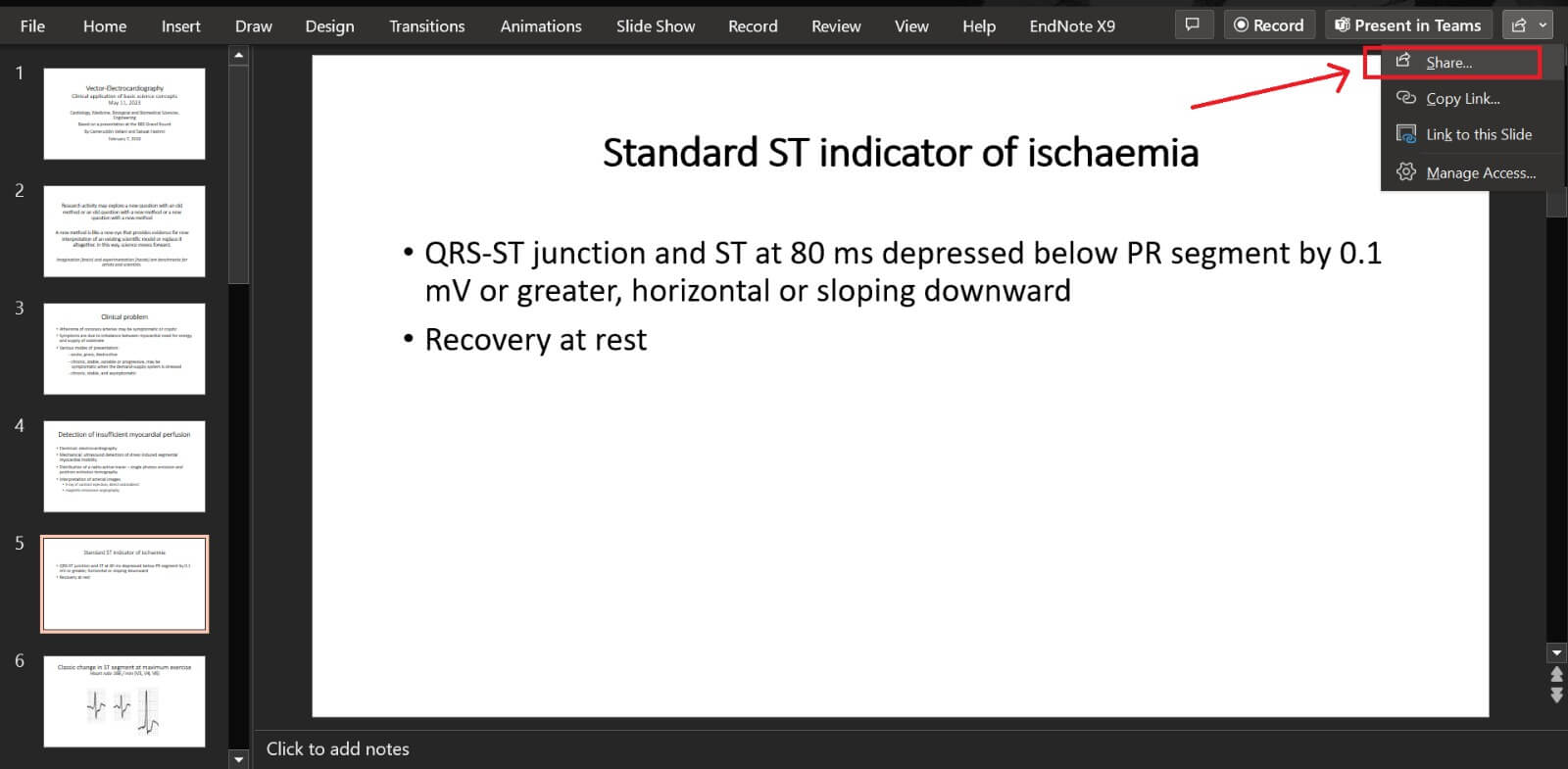 PowerPoint share options