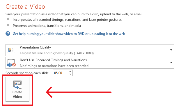 PowerPoint convert to video