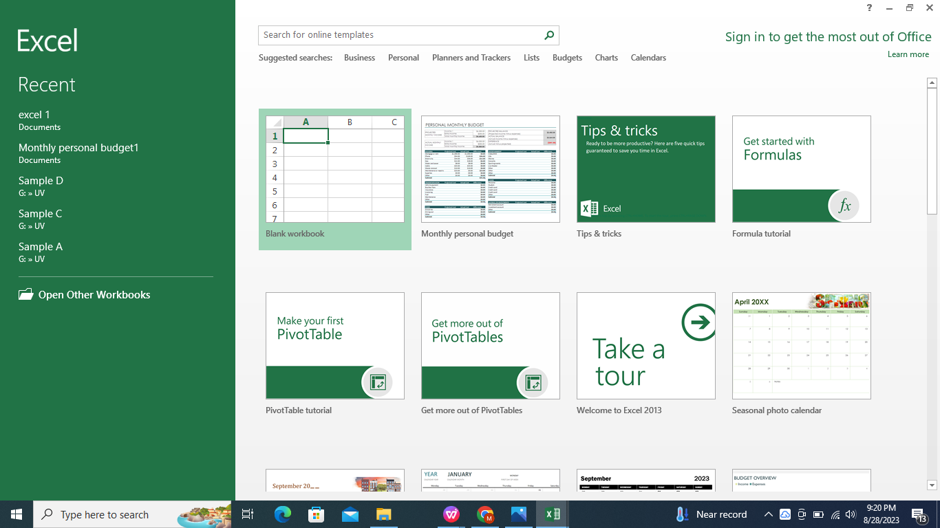 Open the Excel Workbook