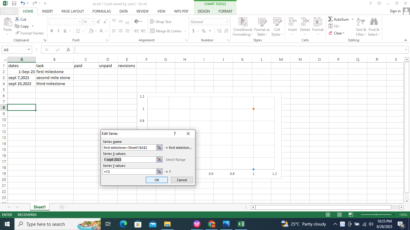 Define Series Name and Values.