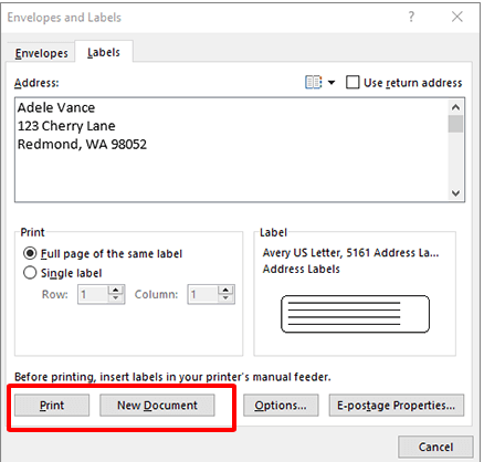 Print or New Document