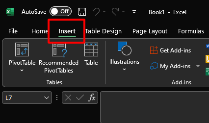 Insert tab