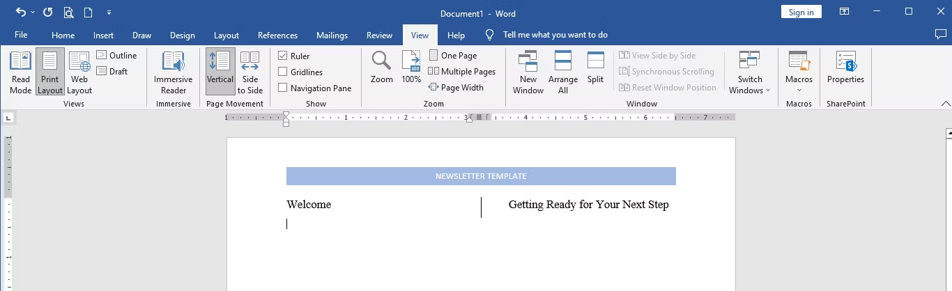 Rulers to Create a Newsletter Template in Word