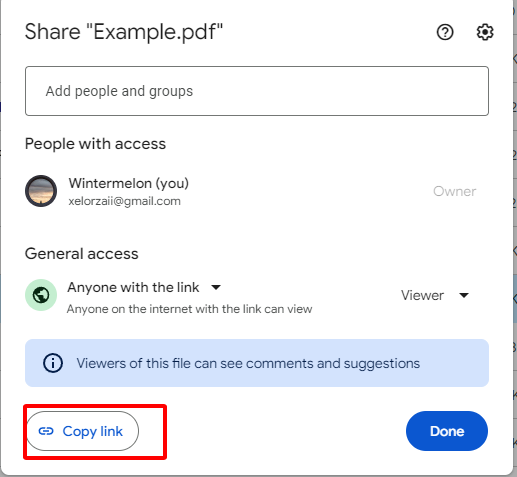 Click “Copy link”