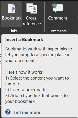 Bookmarks in an Outline in Word