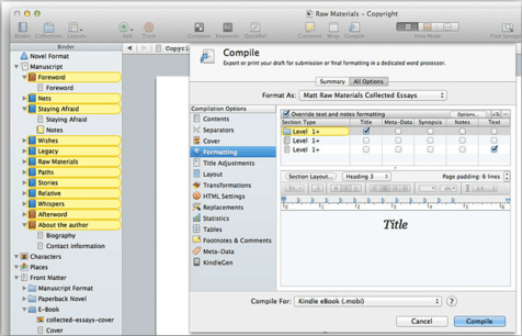 Scrivener template library