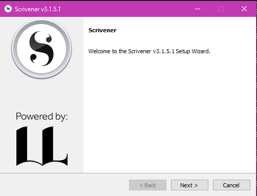 Scrivener installation window