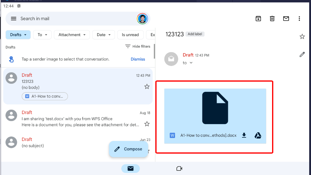  Open the email message