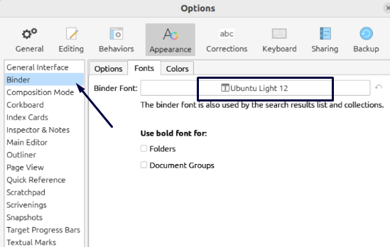 arrow pointing Binder