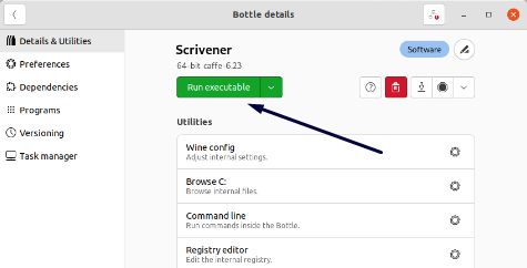 run executable of scrivener