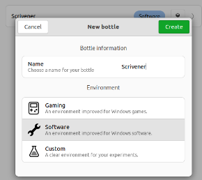 option to create Bottle