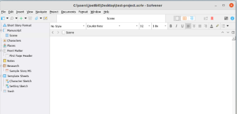 running of Scrivener