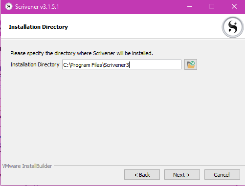 Installation directory Scrivener