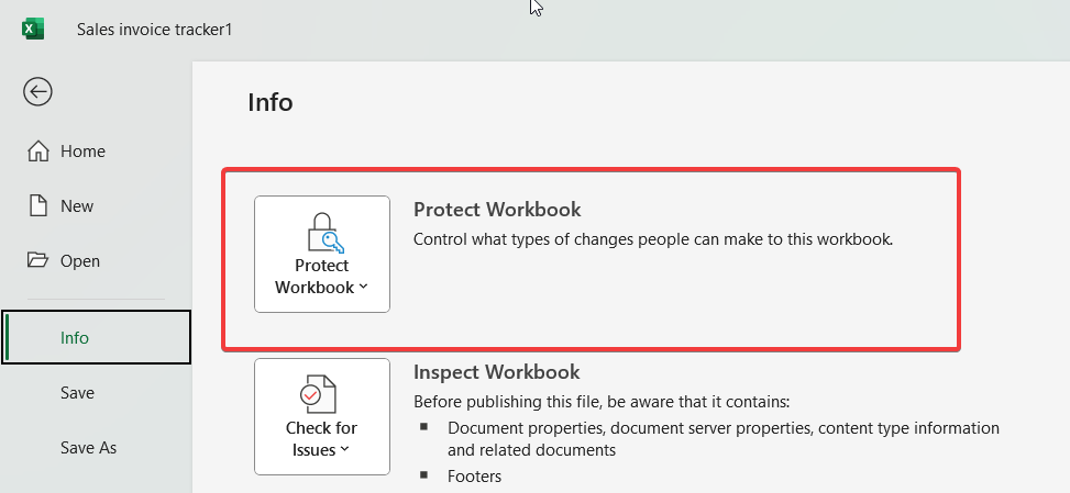 Protect Workbook in Excel