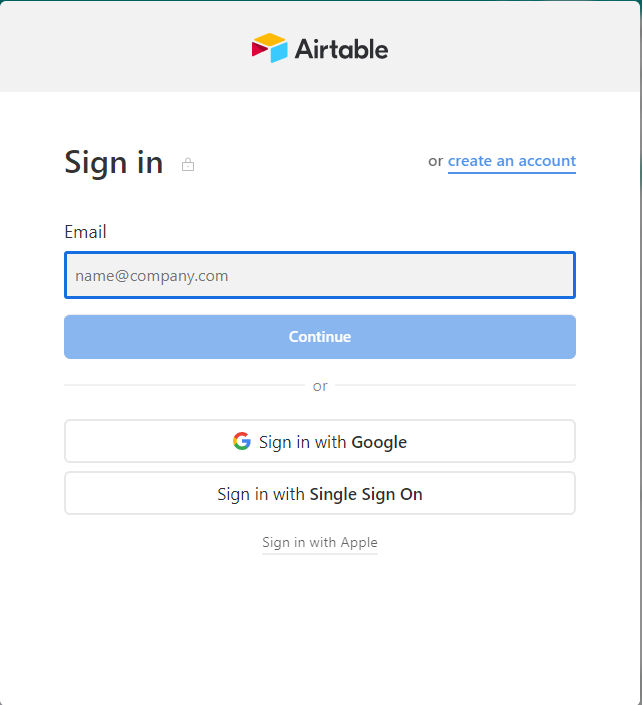  Airtable sign-up