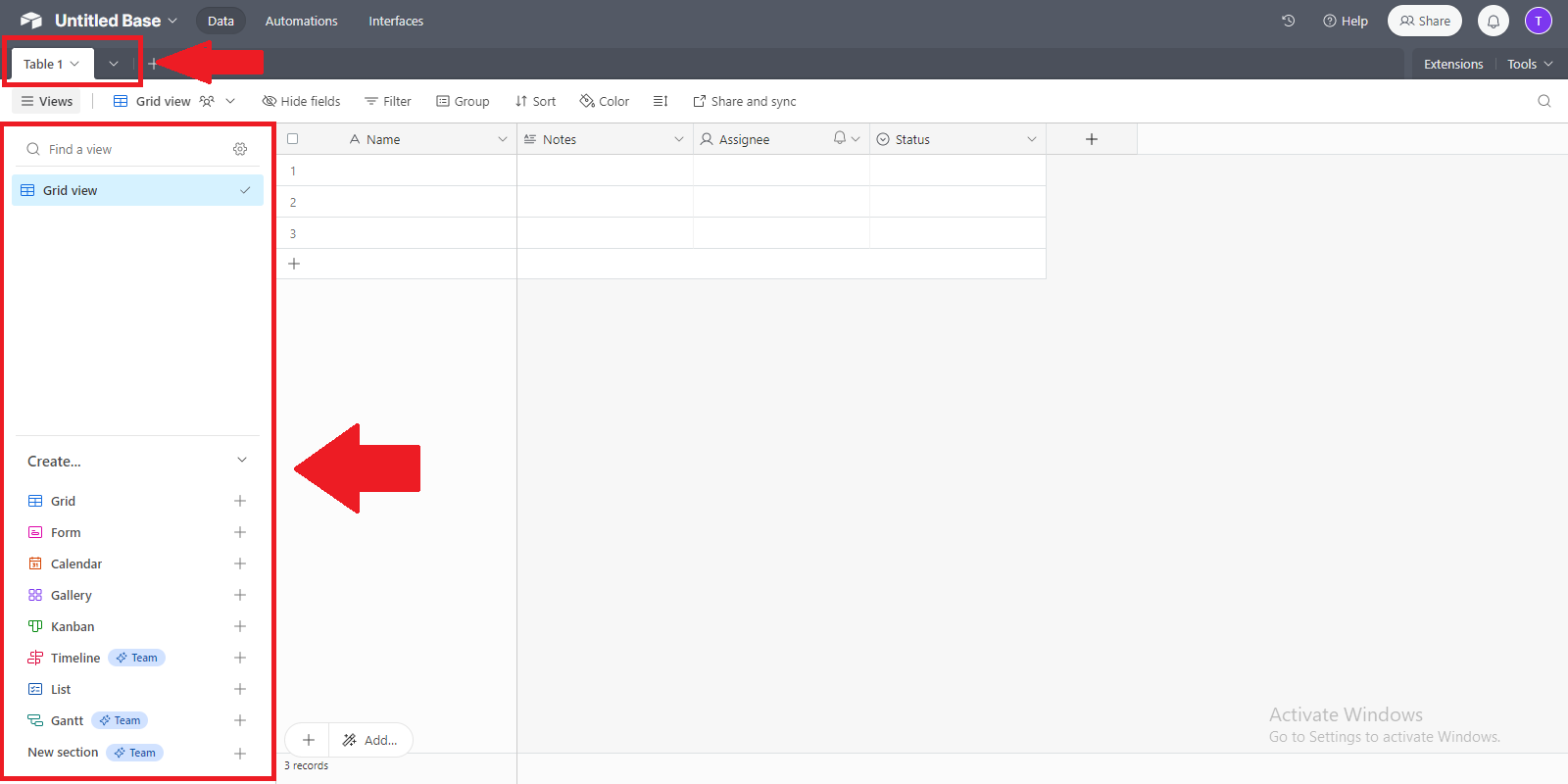 Airtable manage views