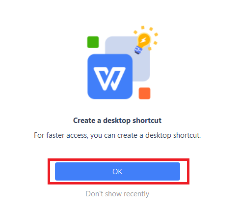 click ok to create a desktop shortcut