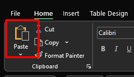 paste the cells