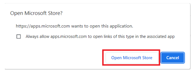click on open microsoft store