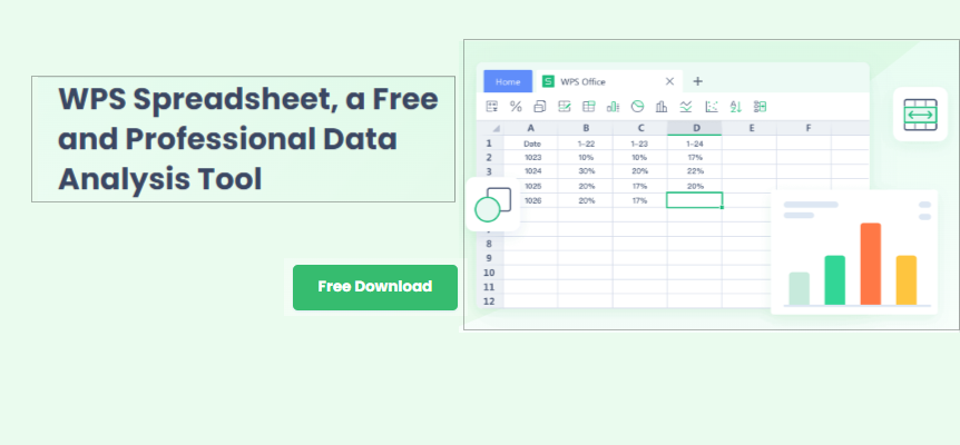 WPS Spreadsheet advert showing what Spreadsheet is and a download button