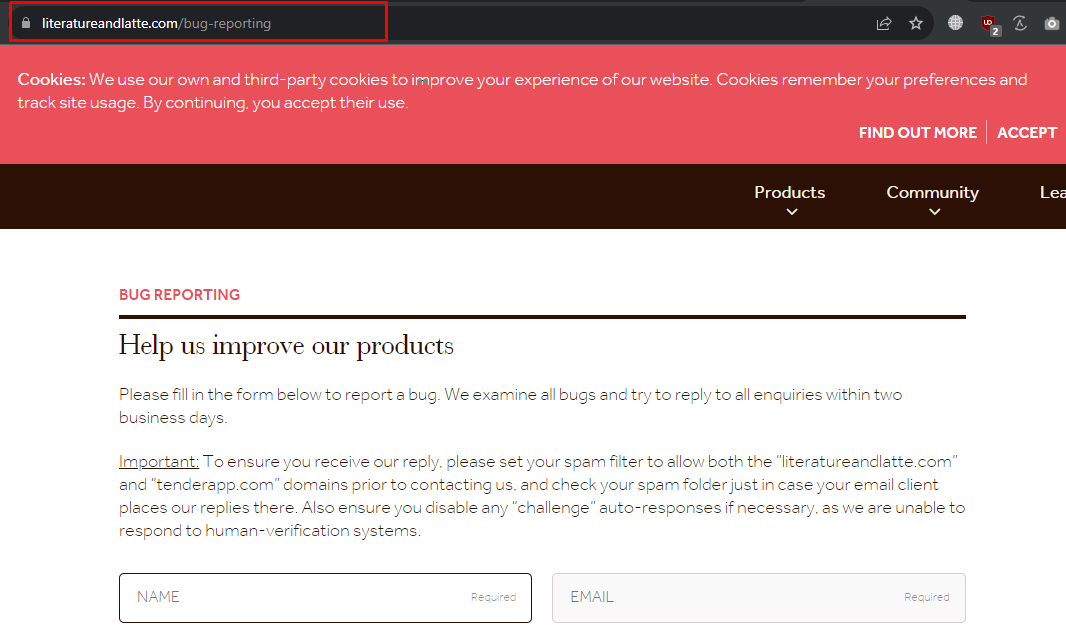 Bug report Scrivener