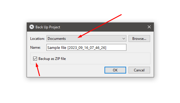 Backup project Scrivener