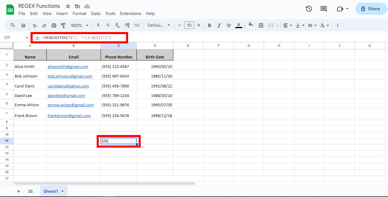 Answer to the formula provided in one cell and function tab selected to show entered formula