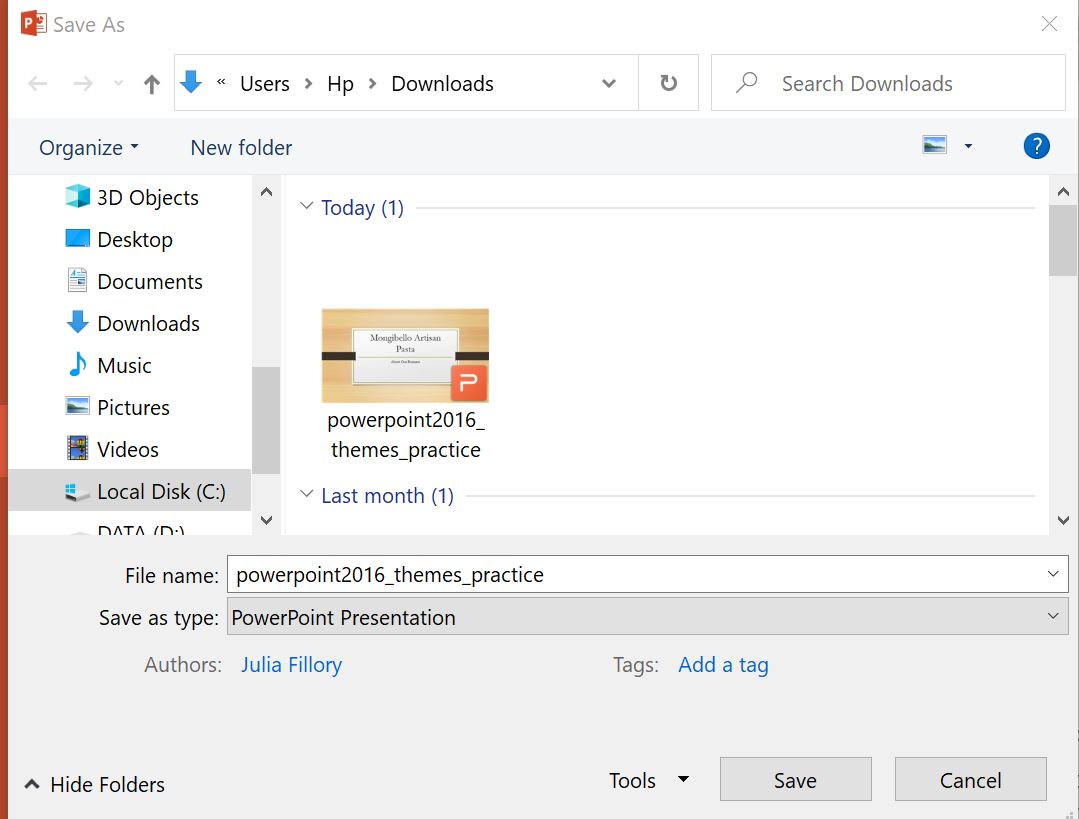 Browse for your desired location to save the file