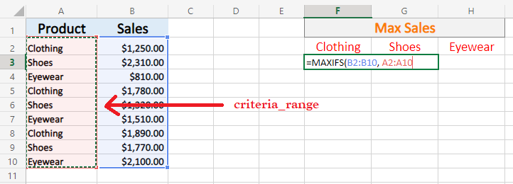  Excel MAXIFS criteria_range