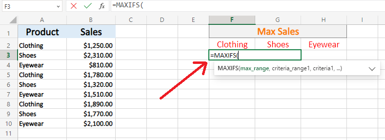  Excel MAXIFS function