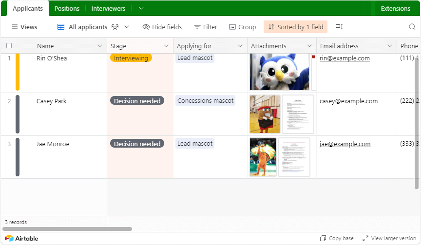 Simple Applicant Tracker Template