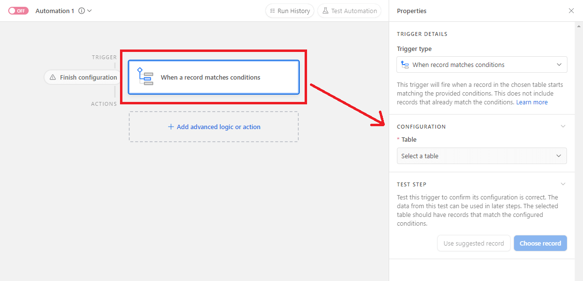 Airtable configure trigger