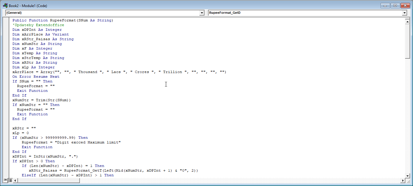 VBA Code inserted in reference