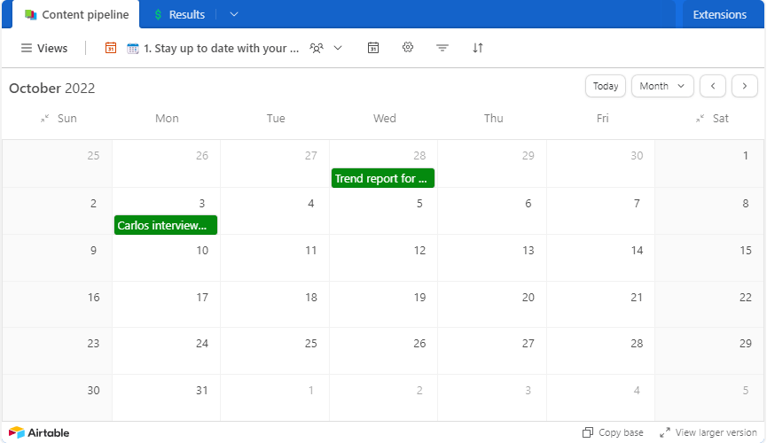Content Calendar Template