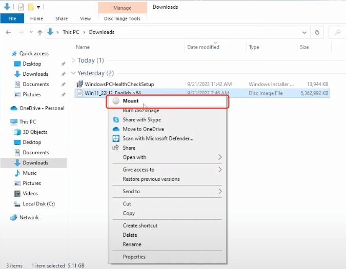 mount windows 11 iso