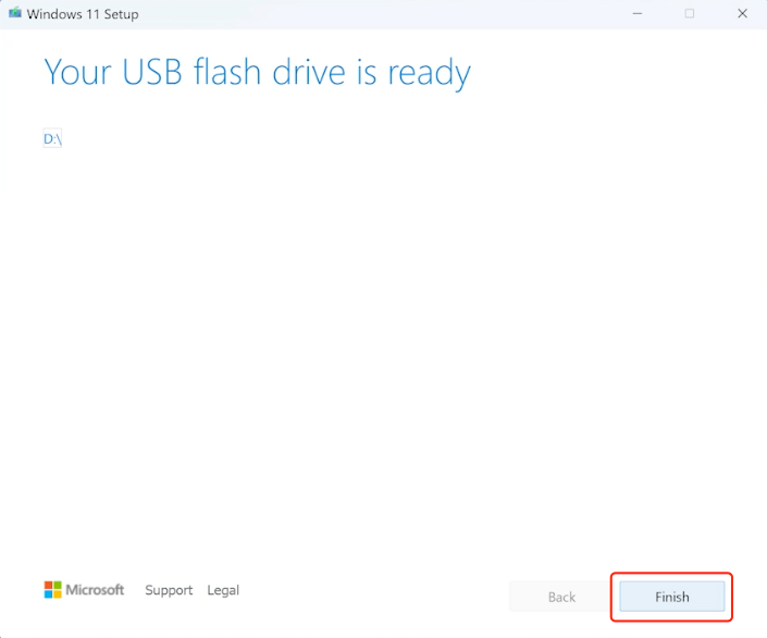 finish creating a bootable usb
