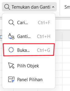 Pergi ke fungsi di tab Beranda