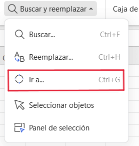 Ir a la función en la pestaña Inicio