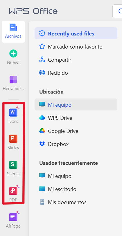 Función de WPS Office