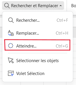 Accédez à la fonction sur l'onglet Accueil