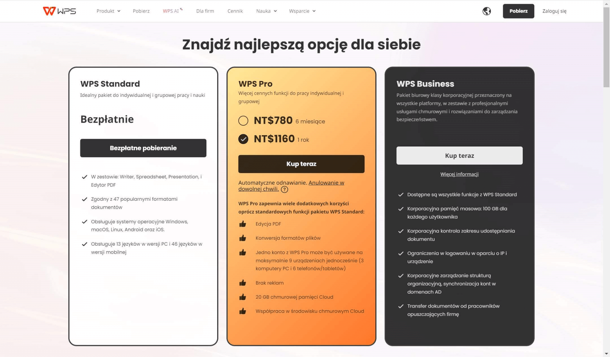 Strona internetowa WPS Premium